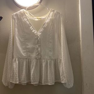 White dressy top- sheer sleeves and bottom